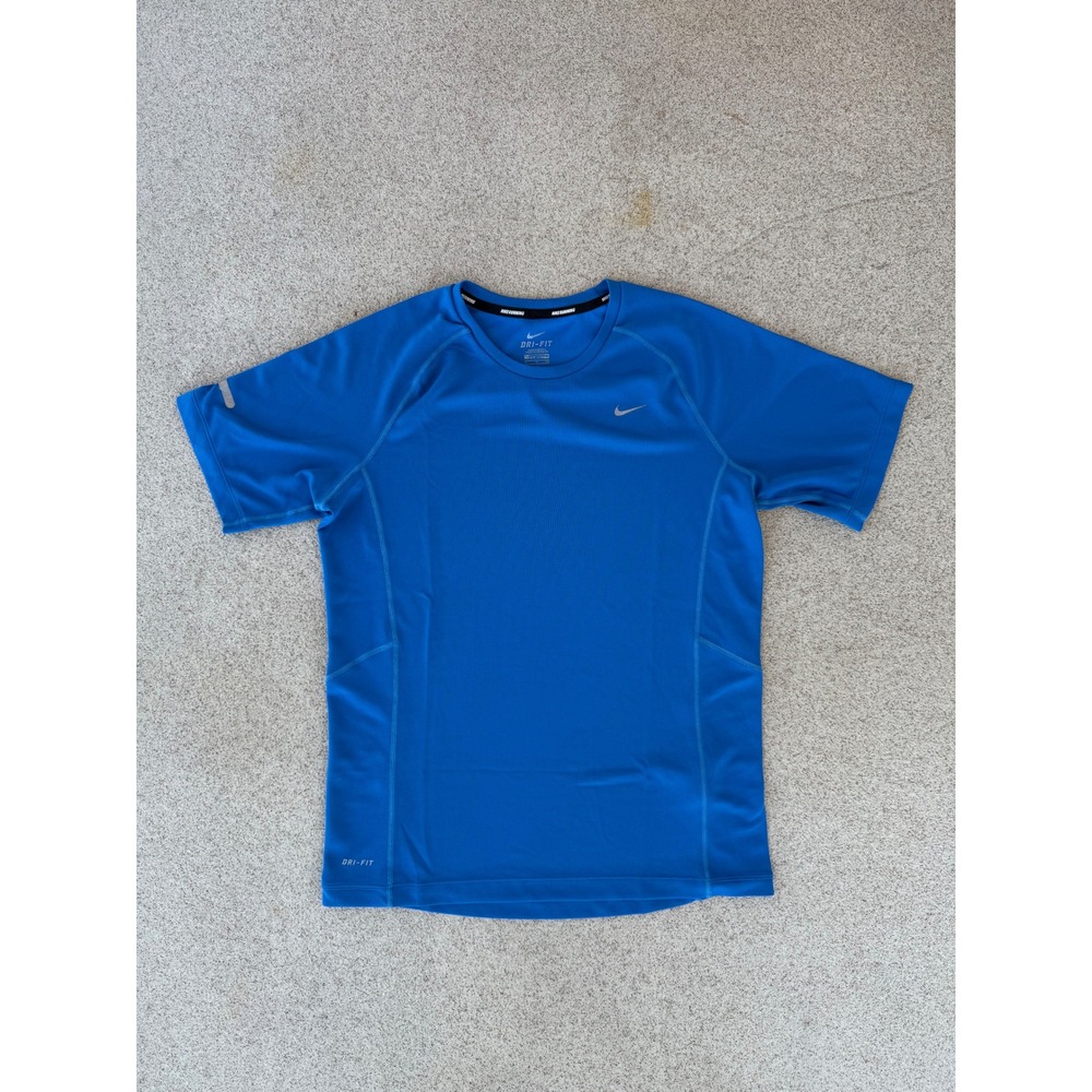 Nike Dri-FIT Mens Small T-Shirt - Blue Running Short Sleeve Swoosh Tee